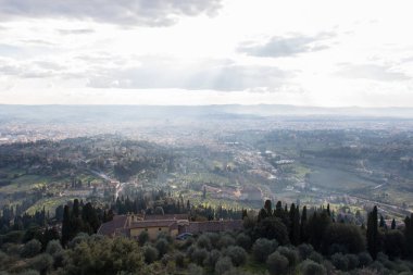 Fiesole Floransa'dan panoramik manzaralı. Tuscany manzara, İtalya.