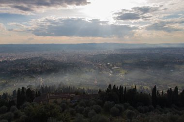 Fiesole Floransa'dan panoramik manzaralı. Tuscany manzara, İtalya.