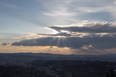 Fiesole Floransa'dan panoramik manzaralı. Tuscany manzara, İtalya.