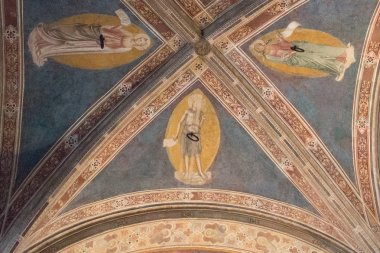 İtalya, Floransa - 30 Nisan 2017: Gotik kilise Orsanmichele üzerinde 30 Nisan 2017, Toskana, İtalya tavan parçası görünümünü.