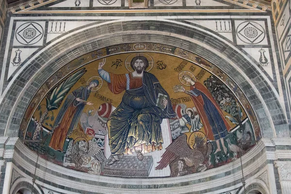 Italie Florence Avril 2017 Vue Mosaïque Médiévale Christ Entre Vierge — Photo