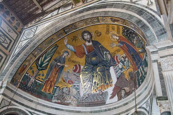 Itália Florença Abril 2017 Vista Mosaico Medieval Cristo Entre Virgem — Fotografia de Stock