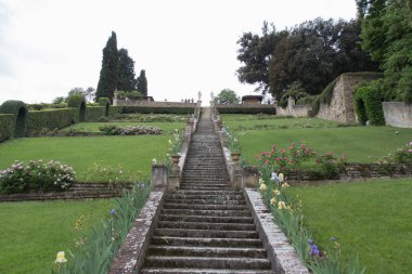 Görünüm Barok merdiven Bardini Bahçe, Florence, İtalya.
