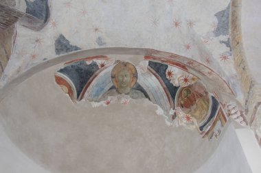 Eski tavan fresk alt kilisede San Fermo Maggiore Verona, Veneto, İtalya.