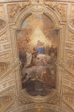 Traspontina kilisesinde Santa Maria'nın tavanı, Roma, Lazio, İtalya.