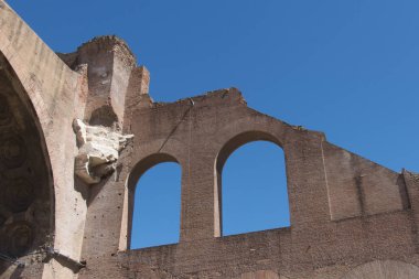 Maxentius ve Konstantin Bazilikası, Roma Forumu, Roma, Lazio, İtalya'nın ayrıntılı görünümü.