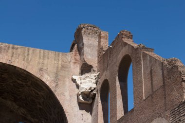 Maxentius ve Konstantin Bazilikası, Roma Forumu, Roma, Lazio, İtalya'nın ayrıntılı görünümü.