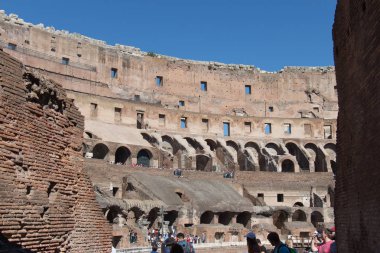 Colosseum iç ayrıntılı görünümü, Roma, Lazio, İtalya.