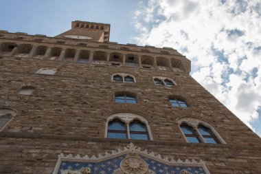 Piazza della Signoria'daki Palazzo Vecchio parçası, Floransa, İtalya.