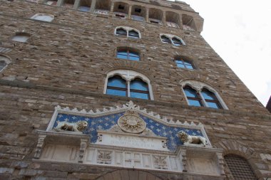 Piazza della Signoria'daki Palazzo Vecchio parçası, Floransa, İtalya.
