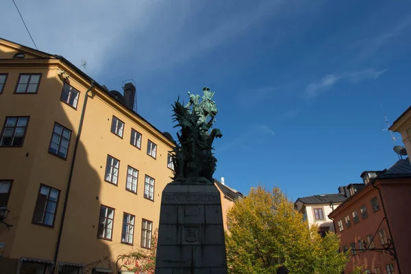 Stockholm Zweden Oktober 2018 Het Uitzicht Het Bronzen Exemplaar Van — Stockfoto