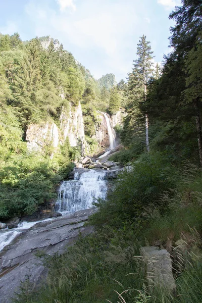 View Mountain Waterfall Salt Rebet Forest Braone Valley Italy — Stock Photo, Image