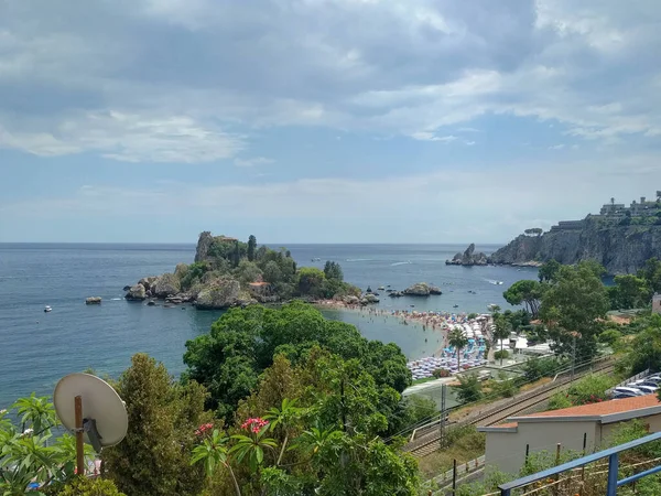 Güneşli Bir Günde Taormina Yakınlarındaki Isola Bella Manzarası Sicilya Talya — Stok fotoğraf