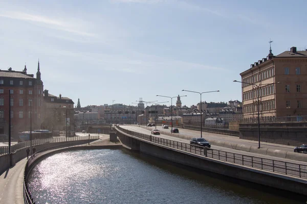 Stockholm Zweden April 2019 Het Uitzicht Centrale Brug Een Zonnige — Stockfoto