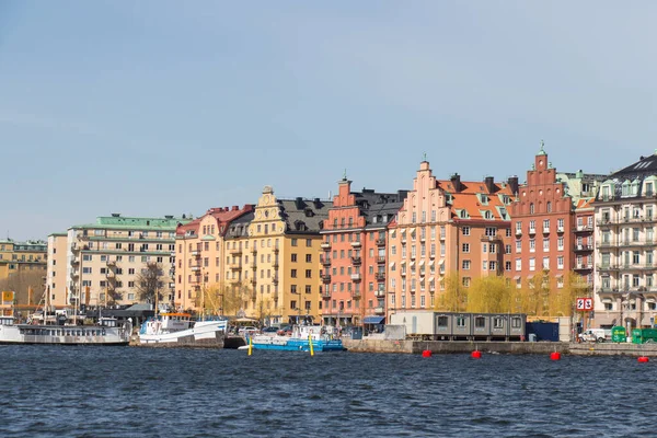 Stockholm April 2019 Utsikten Över Färgglada Byggnader Kungsholmens Strand Solig — Stockfoto