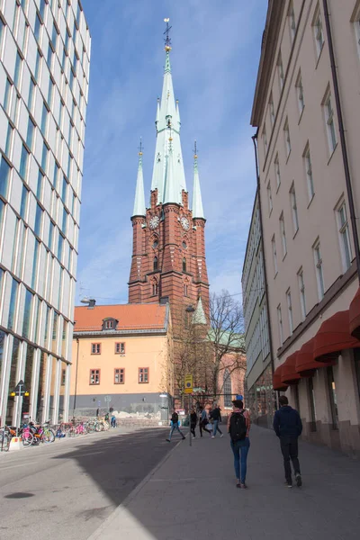Stockholm April 2019 Utsikten Över Saint Clare Church Bell Tower — Stockfoto
