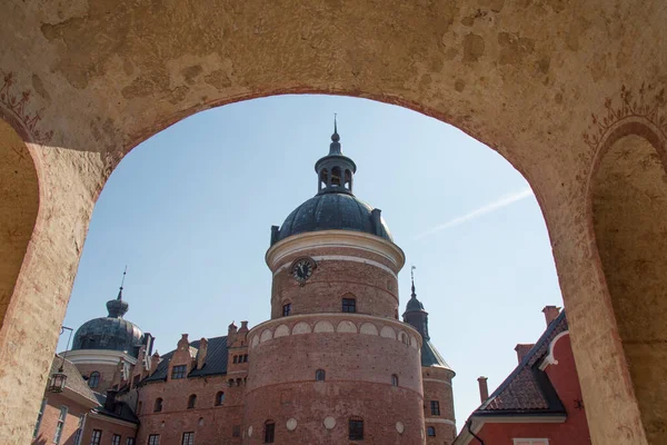 Mariefred Sweden April 2019 View Arch Clock Tower Courtyard Gripsholm — Stock Photo, Image