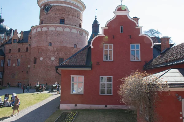 Mariefred Sweden April 2019 View Tourists Interior Courtyard Gripsholm Castle — Stock Photo, Image