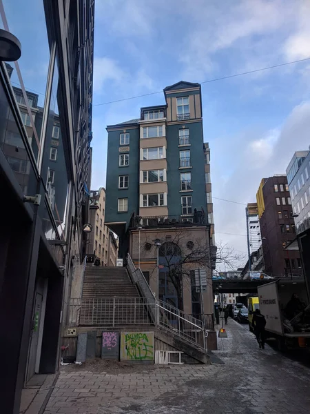 Schweden Stockholm Januar 2019 Der Blick Auf Bunte Gebäude Der — Stockfoto
