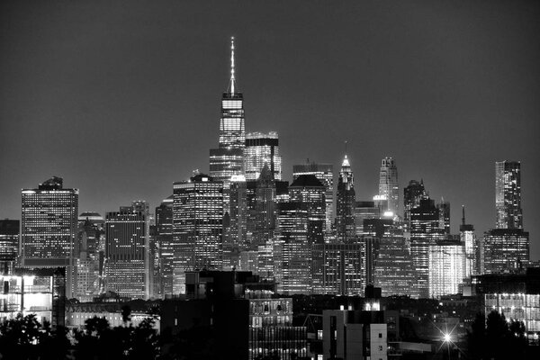 New York City, lower Manhattan, financial district, USA. BW