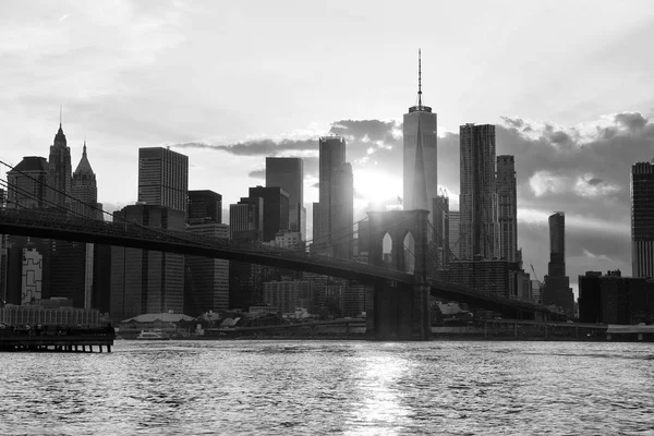 New York Városkép New York City Pénzügyi Negyed Brooklyn Bridge — Stock Fotó