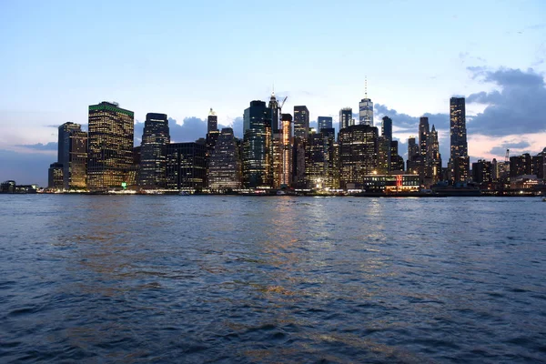 Paisaje Urbano Nueva York Por Noche Nueva York Distrito Financiero — Foto de Stock