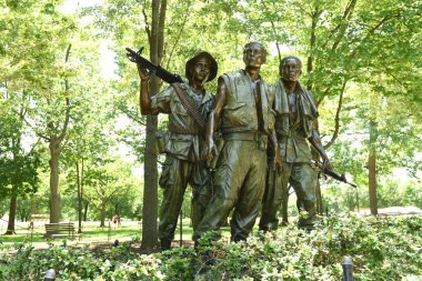 Washington, Dc - 01 Haziran 2018: Üç asker Vietnam Gazileri Anıtı, Washington.