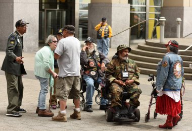New York, Amerika Birleşik Devletleri - 28 Mayıs 2018: Vietnam Gazileri Vietnam Gazileri Plaza, olarak da bilinen New York Vietnam Gazileri Anıtı üzerinde bellek günde toplantı sırasında.