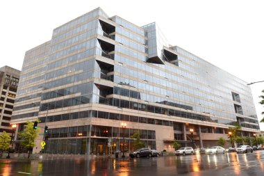 Washington, DC - June 04, 2018: International Monetary Fund, IMF Headquarters 2 Building (HQ2) in DC. clipart