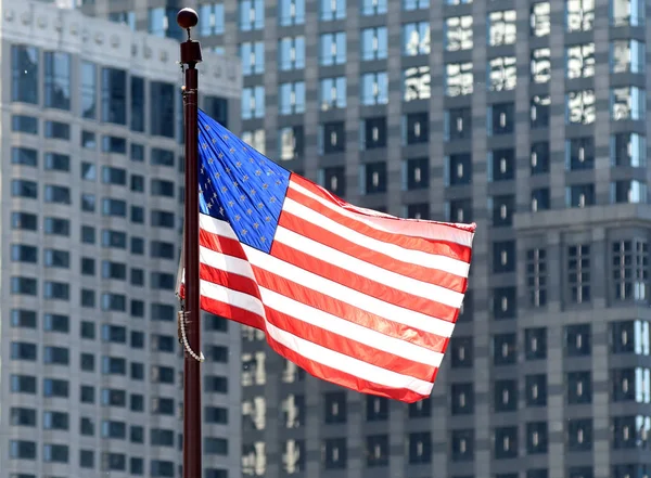 American flag in the center of Chicago