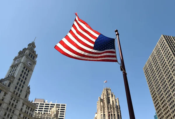 American Flag Center Chicago — Stock Photo, Image