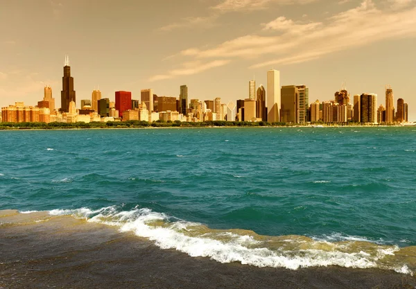Центр Міста Чикаго Міський Пейзаж Skycraper Чикаго — стокове фото