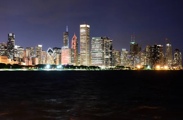 Σικάγο Cityscape Νύχτα — Φωτογραφία Αρχείου