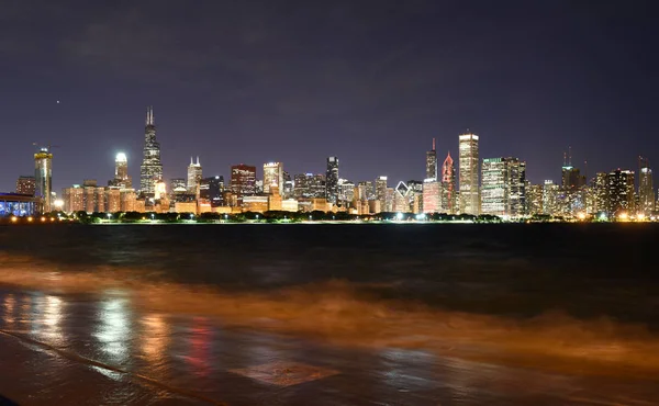 Panorama Chicago Nachts — Stockfoto