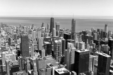 Chicago cityscape üstten görünüm, ABD. BW