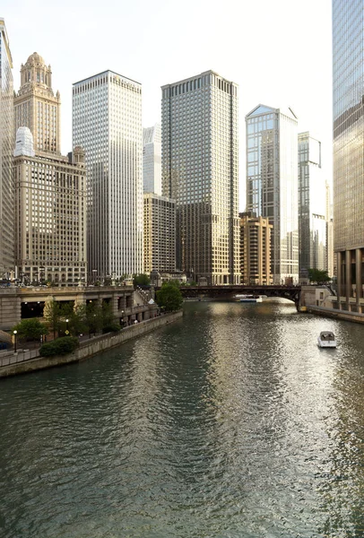 Chicago Stadsbilden Med Chicago River — Stockfoto