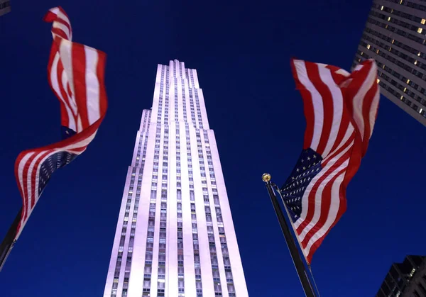 Nueva York Estados Unidos Mayo 2018 Banderas Estadounidenses Cerca Del — Foto de Stock