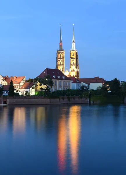 Cathedral of St John the Baptist with river Odra in Wroclaw, Poland