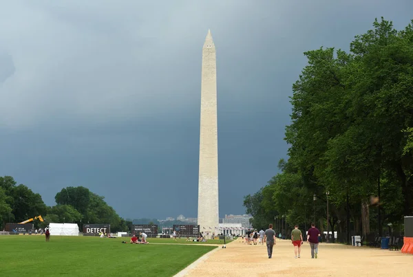 Washington Mai 2018 Menschen National Mall Und Washington Monument Hintergrund — Stockfoto