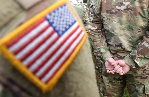 Usa Patch Vlag Soldaten Arm Amerikaanse Troepen — Stockfoto