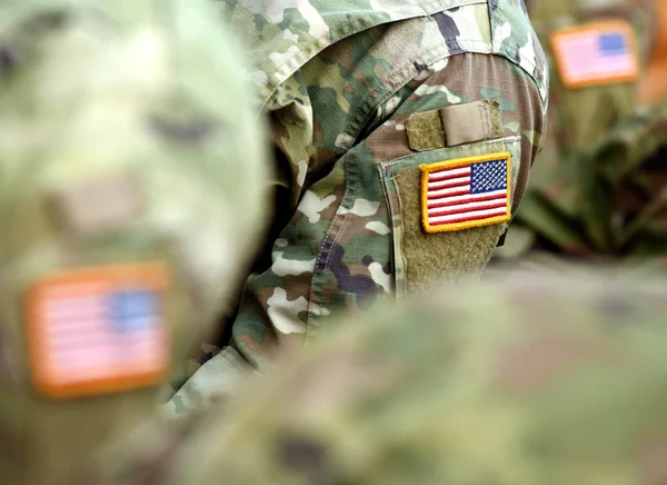 Usa Patch Flag Soldiers Arm Troops — Stock Photo, Image