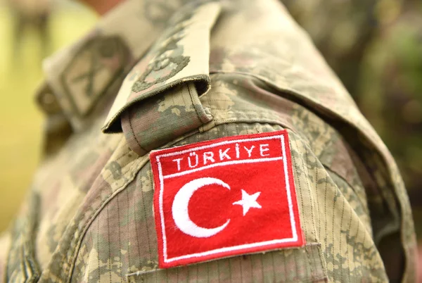 Turkish flag on Turkey army uniform. Turkey troops