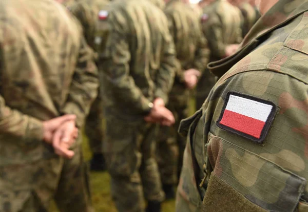 Vlag Van Poolse Patch Soldaten Arm Polen Militaire Uniform Polen — Stockfoto