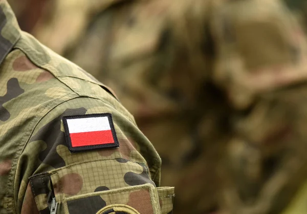 Flaga Polski Patch Ramieniu Żołnierzy Odzież Uniformowa Wojskowa Polsce Oddziały — Zdjęcie stockowe