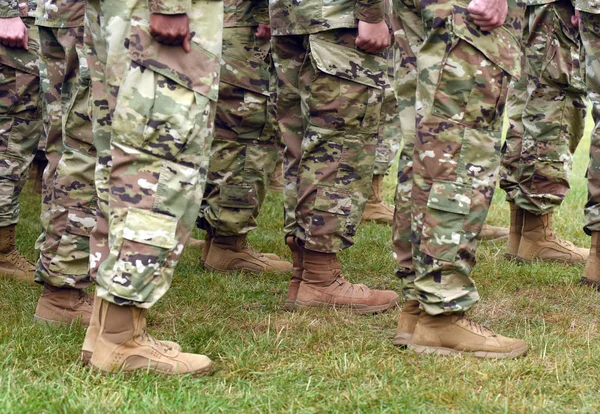 Soldados Americanos Pernas Camuflagem Verde Uniforme Militar Tropas Americanas — Fotografia de Stock