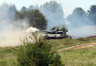 Starytchi, Ukrayna - 6 Eylül 2018. Amerika Birleşik Devletleri ve diğer Nato ülkelerinin Lviv Bölgesi, Ukrayna ile askeri tatbikatları. Hızlı Trident - 2018 askeri tatbikatlar Ukrayna.