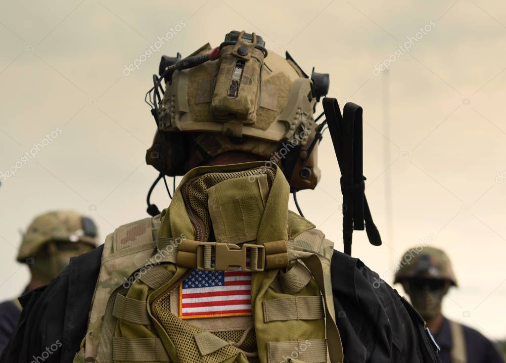Equipo Soldados Estadounidenses Ejercito Uniforme Militar Estadounidense Tropas Estadounidenses Foto de stock Bumble Dee 212965846
