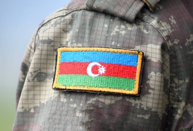 Azerbaycan askeri üniforma yama bayrağı. Azerbaycan ordusu. Azeri asker