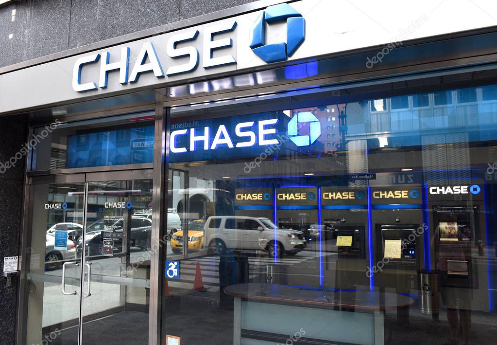 New York, USA - May 26, 2018: Chase Bank in New York, NY.