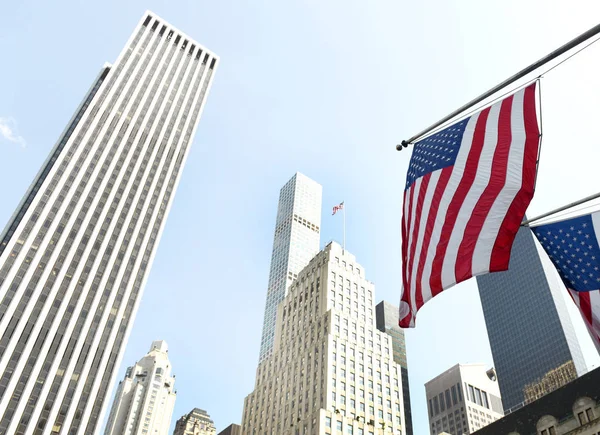 American flag on a building in New York, USA